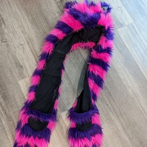 Cheshire cat faux fur hood